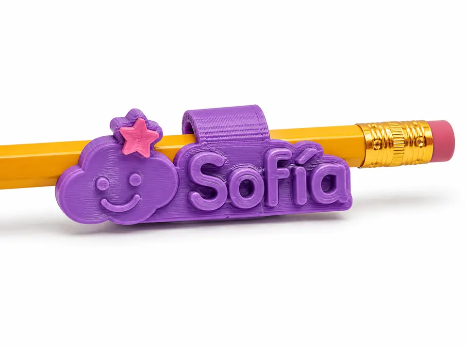 Identificador 3D personalizado para lápiz escolar