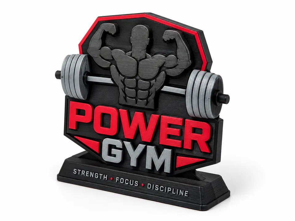 Letrero 3D decorativo con identidad para un gimnasio